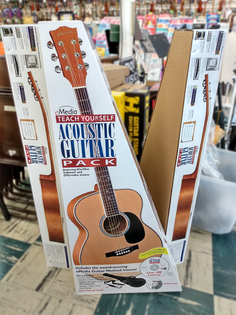 A picture os a starter pack guitar